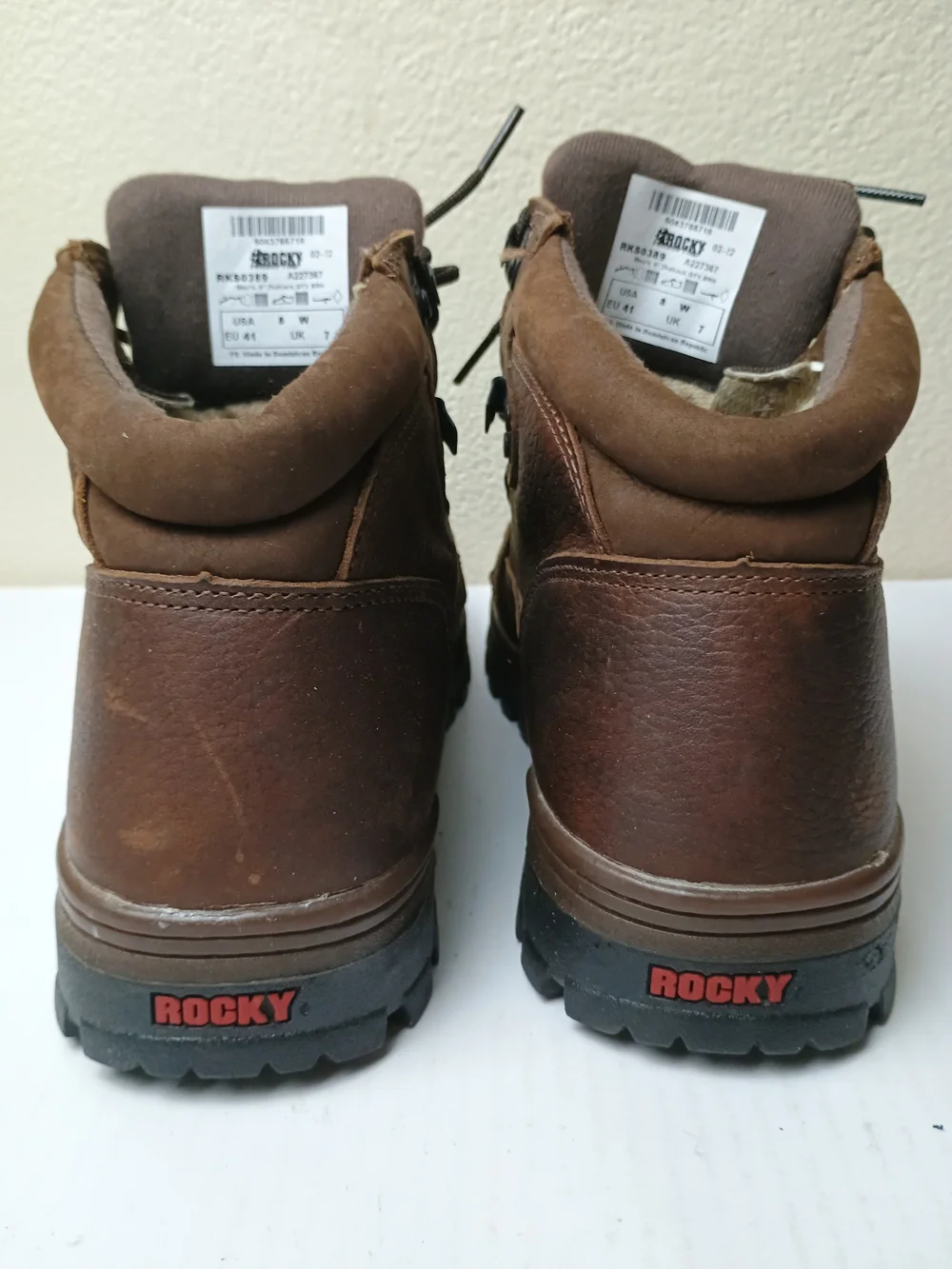 Rocky Men's 8 Brown Leather GORE-TEX Hiking Work Boots - Oil And Slip Resistant